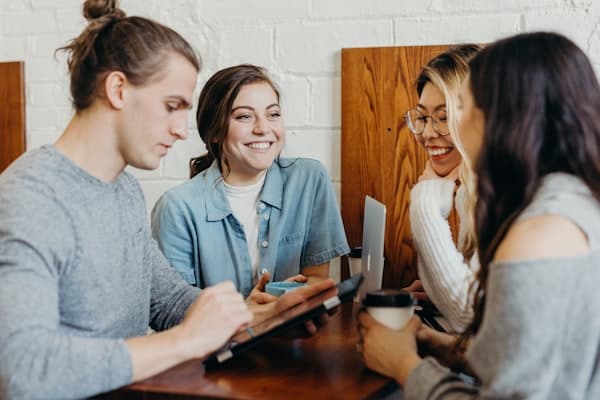 Team collaborating in modern office